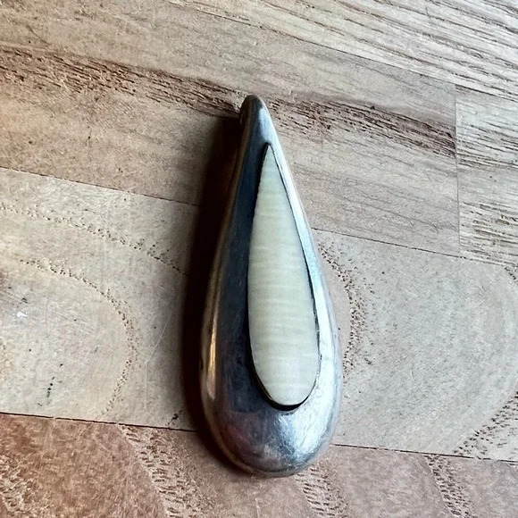 Vintage 925 Sterling silver gemstone teardrop pendant - Picture 4 of 8